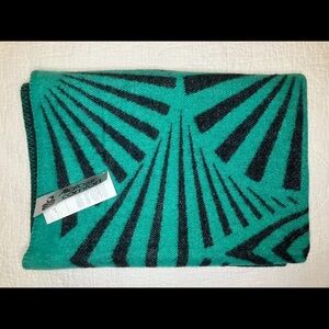 Alafoss Of Iceland 100% Wool Blanket Teal And Black Vintage New With Tag